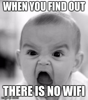 Angry Baby Meme | WHEN YOU FIND OUT; THERE IS NO WIFI | image tagged in memes,angry baby | made w/ Imgflip meme maker
