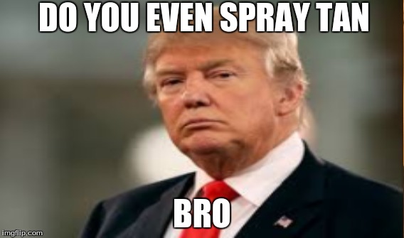 Do You Even Spray Tan Bro??? | DO YOU EVEN SPRAY TAN; BRO | image tagged in donald trump | made w/ Imgflip meme maker