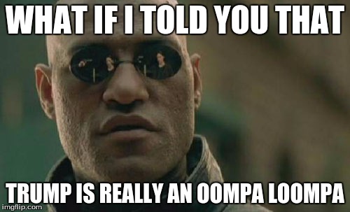Matrix Morpheus | WHAT IF I TOLD YOU THAT; TRUMP IS REALLY AN OOMPA LOOMPA | image tagged in memes,matrix morpheus | made w/ Imgflip meme maker
