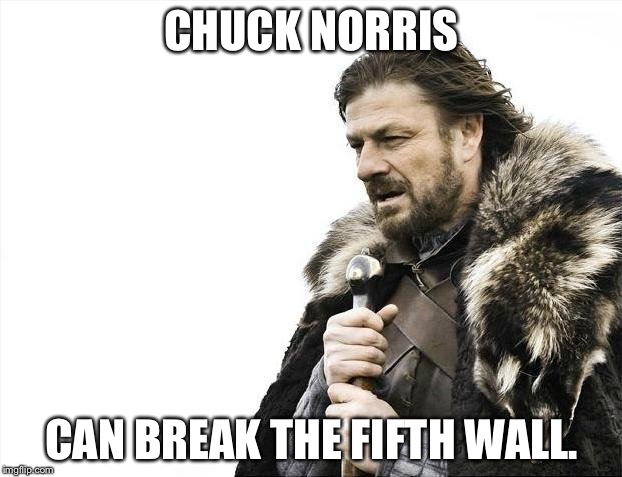 Brace Yourselves X is Coming Meme | CHUCK NORRIS; CAN BREAK THE FIFTH WALL. | image tagged in memes,brace yourselves x is coming | made w/ Imgflip meme maker