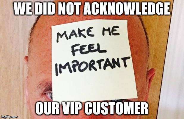 Acknowledge The VIP | WE DID NOT ACKNOWLEDGE; OUR VIP CUSTOMER | image tagged in vip | made w/ Imgflip meme maker
