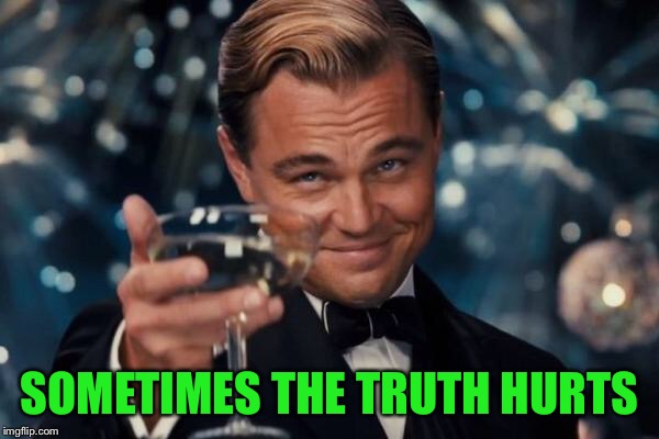 Leonardo Dicaprio Cheers Meme | SOMETIMES THE TRUTH HURTS | image tagged in memes,leonardo dicaprio cheers | made w/ Imgflip meme maker