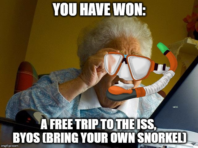 International Space Station Contest Winner | image tagged in iss,funny meme,pop culture,snorkeling | made w/ Imgflip meme maker