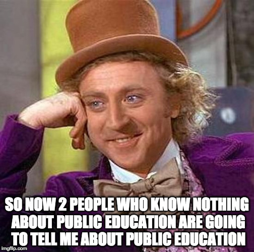 Tell me more about something you know nothing about  | SO NOW 2 PEOPLE WHO KNOW NOTHING ABOUT PUBLIC EDUCATION ARE GOING TO TELL ME ABOUT PUBLIC EDUCATION | image tagged in betsy devos,mike pence | made w/ Imgflip meme maker