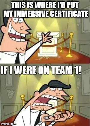 This Is Where I'd Put My Trophy If I Had One | THIS IS WHERE I'D PUT MY IMMERSIVE CERTIFICATE; IF I WERE ON TEAM 1! | image tagged in memes,this is where i'd put my trophy if i had one | made w/ Imgflip meme maker