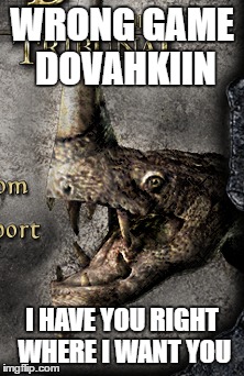 Morrowind |  WRONG GAME DOVAHKIIN; I HAVE YOU RIGHT WHERE I WANT YOU | image tagged in memes,elder scrolls,skyrim,that face you make,dragon,dovahkiin | made w/ Imgflip meme maker