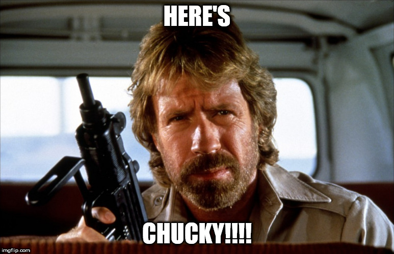 HERE'S; CHUCKY!!!! | image tagged in chuck norris | made w/ Imgflip meme maker