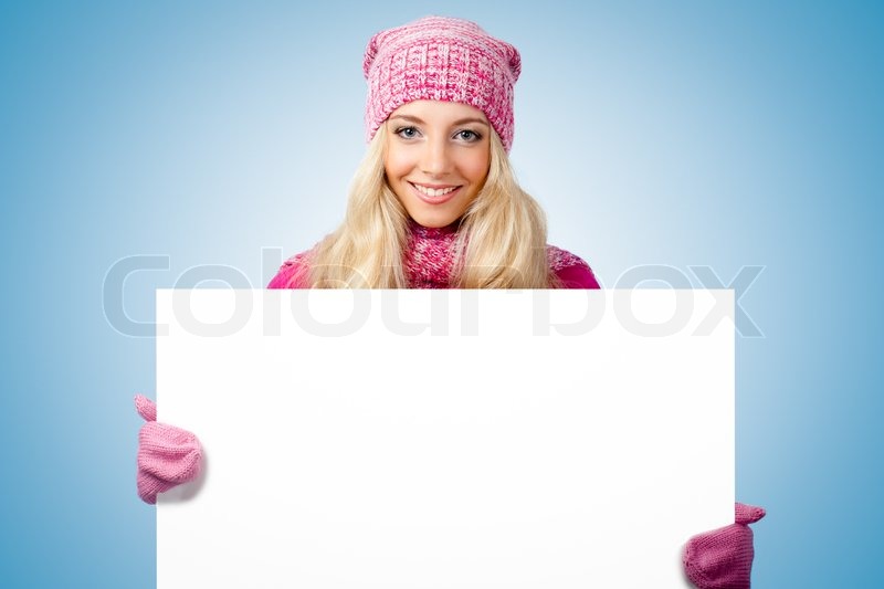 Blonde with blank card Blank Meme Template