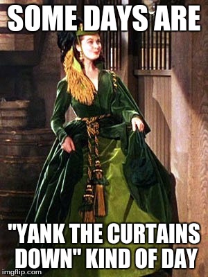 Scarlett's Confidence | SOME DAYS ARE; "YANK THE CURTAINS DOWN" KIND OF DAY | image tagged in gone with the wind,yank the curtains down kind of day,scarlett,confidence,determination | made w/ Imgflip meme maker