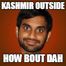 Indian guy | KASHMIR OUTSIDE; HOW BOUT DAH | image tagged in indian guy | made w/ Imgflip meme maker