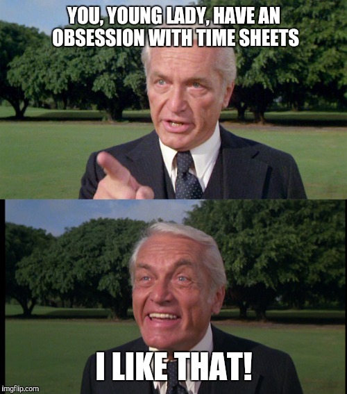 YOU, YOUNG LADY, HAVE AN OBSESSION WITH TIME SHEETS I LIKE THAT! | made w/ Imgflip meme maker