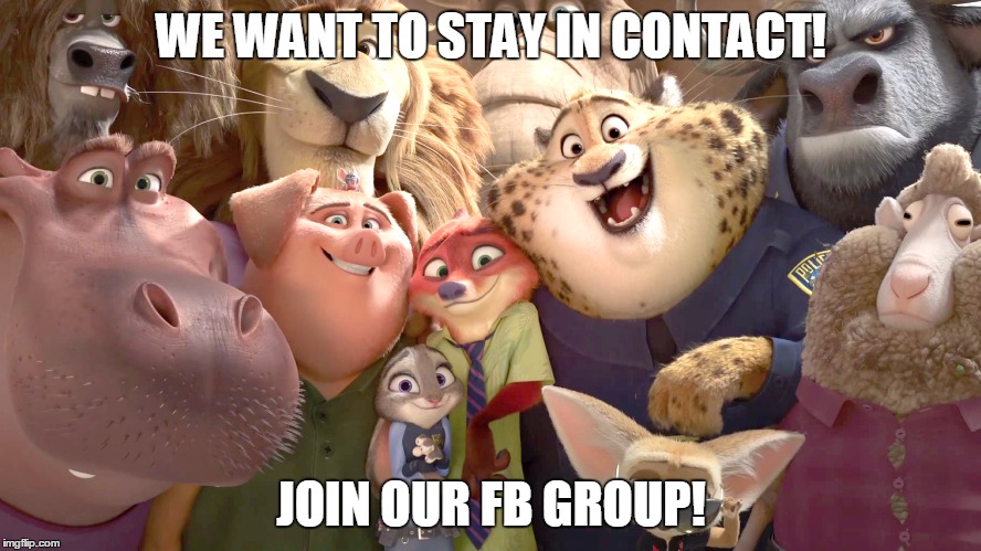 zootopia animals | WE WANT TO STAY IN CONTACT! JOIN OUR FB GROUP! | image tagged in zootopia animals | made w/ Imgflip meme maker