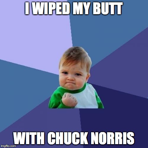 tough baby talk | I WIPED MY BUTT; WITH CHUCK NORRIS | image tagged in memes,success kid chuck norris baby | made w/ Imgflip meme maker