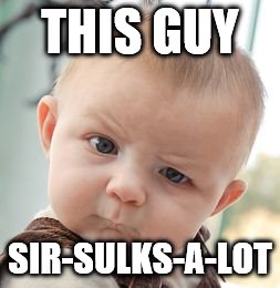 Skeptical Baby | THIS GUY; SIR-SULKS-A-LOT | image tagged in memes,skeptical baby | made w/ Imgflip meme maker