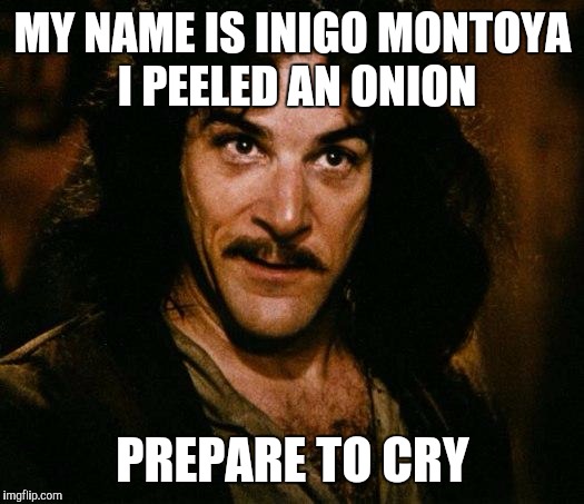 Couldn't help myself.. | MY NAME IS INIGO MONTOYA I PEELED AN ONION; PREPARE TO CRY | image tagged in memes,inigo montoya | made w/ Imgflip meme maker