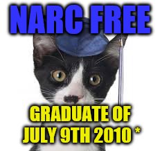 narc free graduate | NARC FREE; GRADUATE OF JULY 9TH 2010 * | image tagged in narc free graduate | made w/ Imgflip meme maker