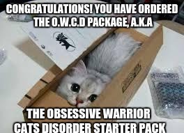 Cute Kittens | CONGRATULATIONS! YOU HAVE ORDERED THE O.W.C.D PACKAGE, A.K.A; THE OBSESSIVE WARRIOR CATS DISORDER STARTER PACK | image tagged in cute kittens | made w/ Imgflip meme maker