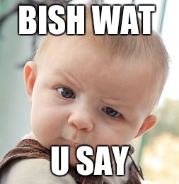 Skeptical Baby | BISH WAT; U SAY | image tagged in memes,skeptical baby | made w/ Imgflip meme maker