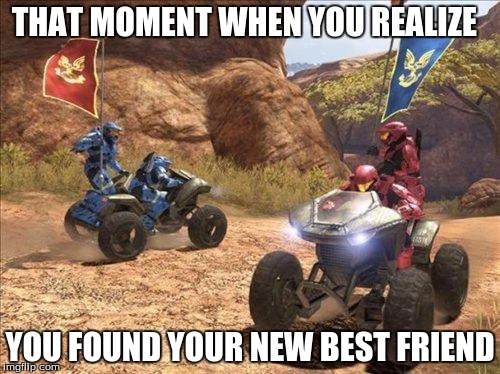 Halo | THAT MOMENT WHEN YOU REALIZE; YOU FOUND YOUR NEW BEST FRIEND | image tagged in halo | made w/ Imgflip meme maker