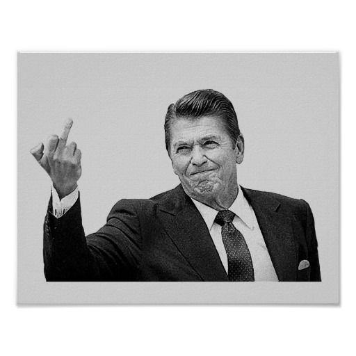 Reagan flipping the bird Blank Meme Template