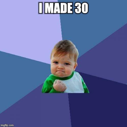 Success Kid Meme | I MADE 30 | image tagged in memes,success kid | made w/ Imgflip meme maker