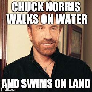 CHUCK NORRIS WALKS ON WATER; AND SWIMS ON LAND | image tagged in the fabulous chuck,memes | made w/ Imgflip meme maker