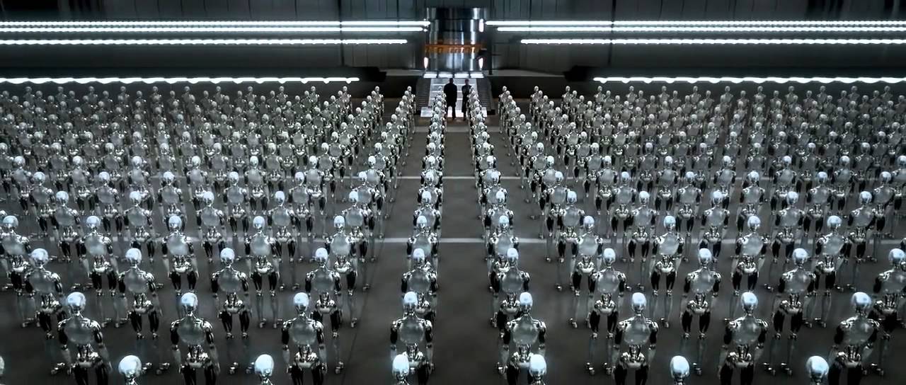 I Robot movie warehouse scene Blank Meme Template