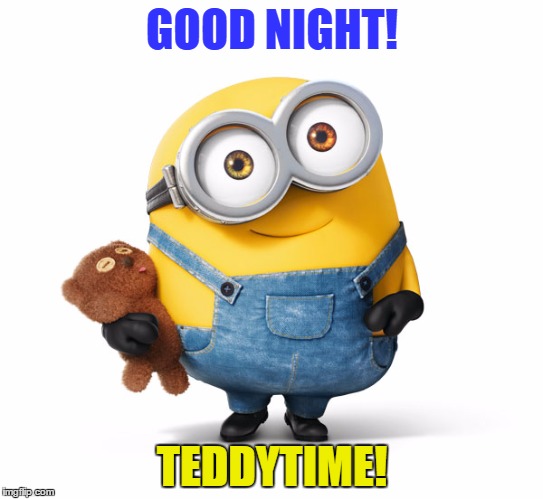 MinionsBob | GOOD NIGHT! TEDDYTIME! | image tagged in minionsbob | made w/ Imgflip meme maker