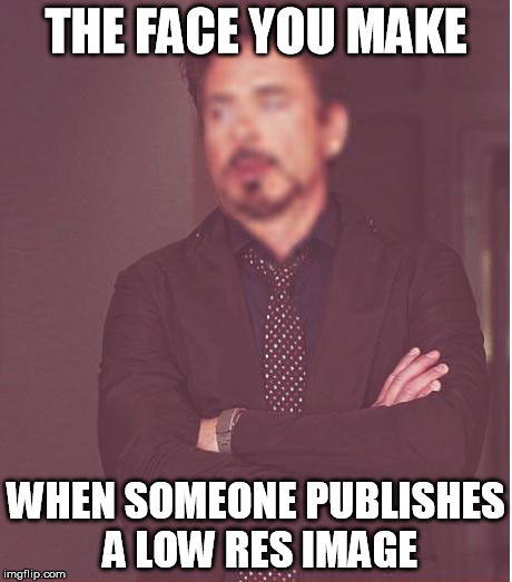 I guess it doesn't matter, no one reads printed material anymore anyway. | THE FACE YOU MAKE; WHEN SOMEONE PUBLISHES A LOW RES IMAGE | image tagged in face you make robert downey jr | made w/ Imgflip meme maker
