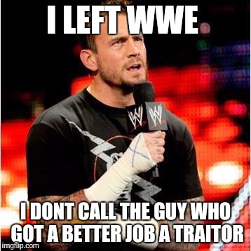CM Punk 2010 | I LEFT WWE; I DONT CALL THE GUY WHO GOT A BETTER JOB A TRAITOR | image tagged in cm punk 2010,memes,new job,funny cats | made w/ Imgflip meme maker