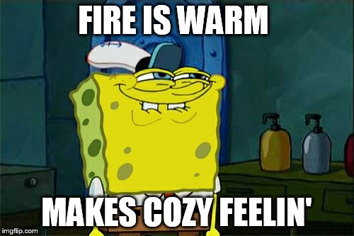 Don't You Squidward Meme | FIRE IS WARM MAKES COZY FEELIN' | image tagged in memes,dont you squidward | made w/ Imgflip meme maker