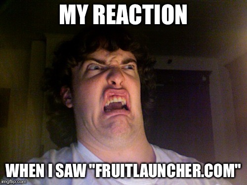 Oh No | MY REACTION; WHEN I SAW "FRUITLAUNCHER.COM" | image tagged in memes,oh no | made w/ Imgflip meme maker