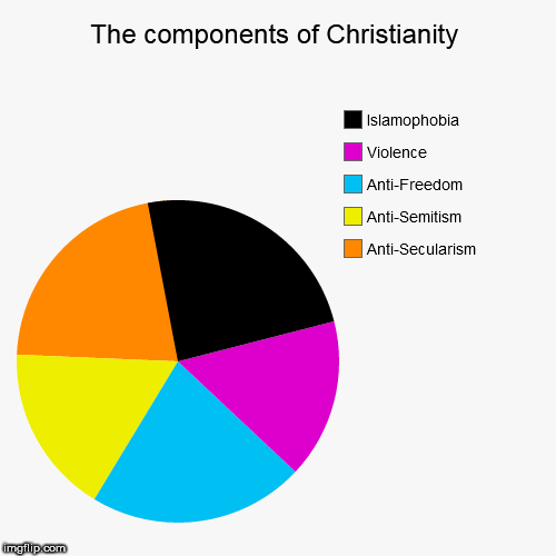 image tagged in funny,pie charts,christianity,anti-christianity,islamophobia,anti-semitism | made w/ Imgflip chart maker