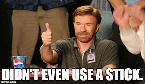 DIDN'T EVEN USE A STICK. | made w/ Imgflip meme maker