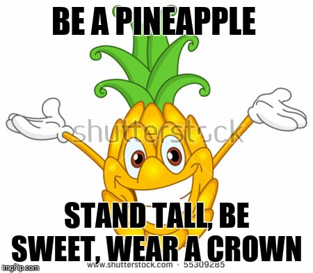 BE A PINEAPPLE; STAND TALL,
BE SWEET,
WEAR A CROWN | image tagged in pineapple | made w/ Imgflip meme maker