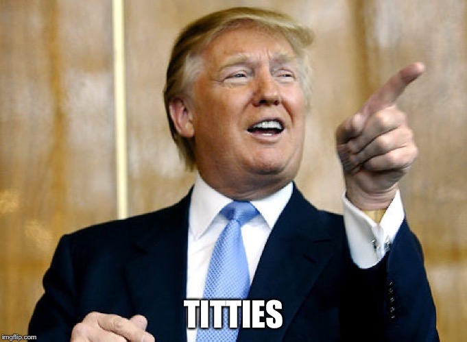 Donald Trump Pointing | TITTIES | image tagged in donald trump pointing | made w/ Imgflip meme maker