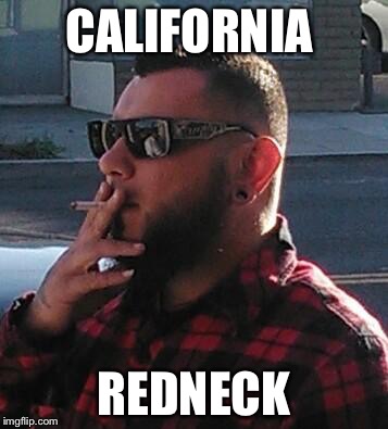 California Redneck | CALIFORNIA; REDNECK | image tagged in grease,red neck,california,lumberjack,joint,stoner | made w/ Imgflip meme maker