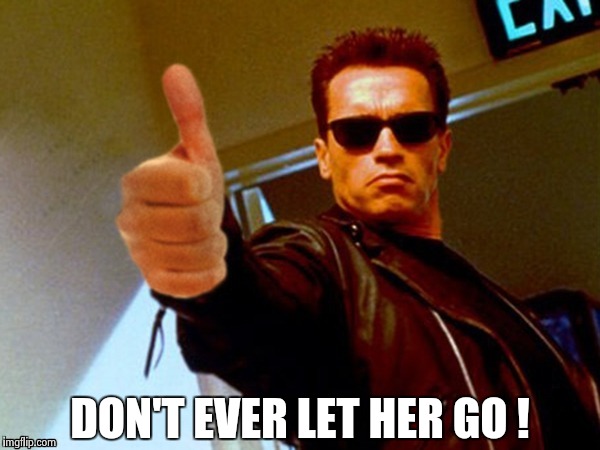 Arnold likes it | DON'T EVER LET HER GO ! | image tagged in arnold likes it | made w/ Imgflip meme maker