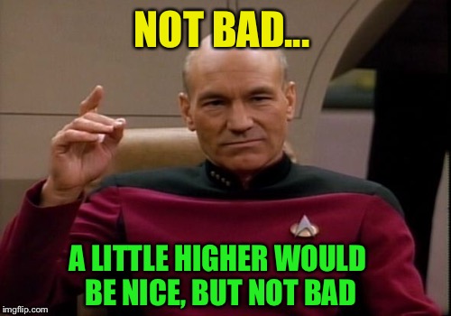 NOT BAD... A LITTLE HIGHER WOULD BE NICE, BUT NOT BAD | made w/ Imgflip meme maker