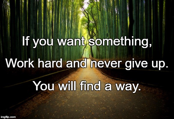 Path | If you want something, Work hard and never give up. You will find a way. | image tagged in path | made w/ Imgflip meme maker