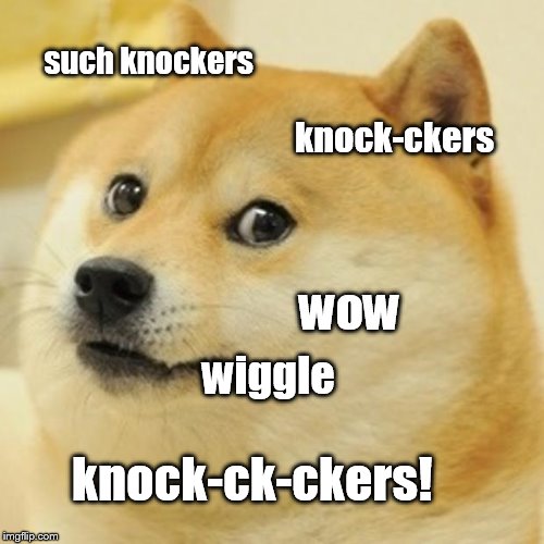 Doge Meme | such knockers knock-ckers wow wiggle knock-ck-ckers! | image tagged in memes,doge | made w/ Imgflip meme maker