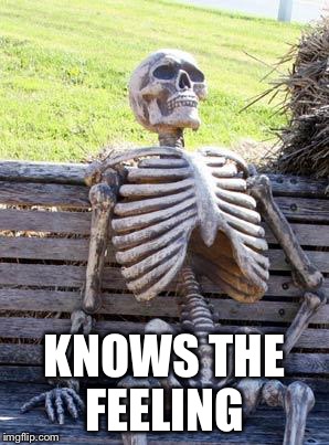 Waiting Skeleton Meme | KNOWS THE FEELING | image tagged in memes,waiting skeleton | made w/ Imgflip meme maker