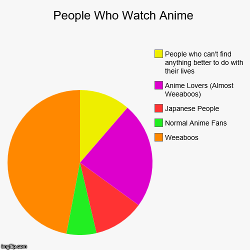 Ah, the wonderful world of anime. | image tagged in funny,pie charts,anime,weeaboo | made w/ Imgflip chart maker