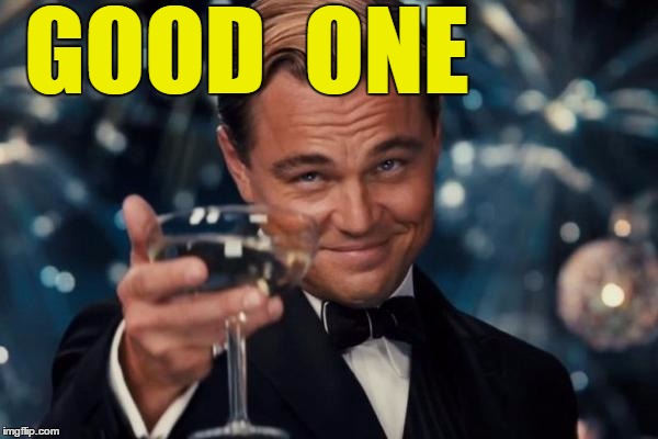 Leonardo Dicaprio Cheers Meme | GOOD  ONE | image tagged in memes,leonardo dicaprio cheers | made w/ Imgflip meme maker