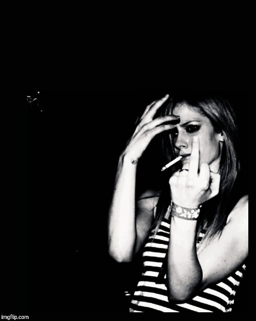 Cool Chick Smoking, Middle Finger,,, Blank Meme Template