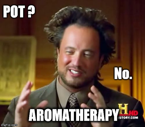 Ancient Aliens Meme | POT ? No. AROMATHERAPY | image tagged in memes,ancient aliens | made w/ Imgflip meme maker