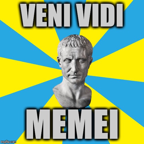 JULIUS MÆMER | VENI VIDI; MEMEI | image tagged in blank yellow and cyan background,memes,julius caesar,veni vidi vici,friends romans countrymen lend me your memes | made w/ Imgflip meme maker