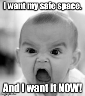 Angry Baby Meme | I want my safe space. And I want it NOW! | image tagged in memes,angry baby | made w/ Imgflip meme maker