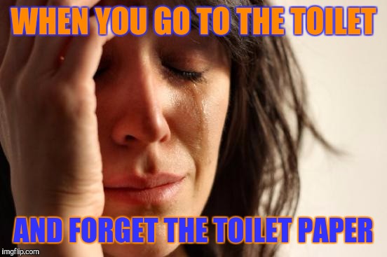 First World Problems | WHEN YOU GO TO THE TOILET; AND FORGET THE TOILET PAPER | image tagged in memes,first world problems | made w/ Imgflip meme maker