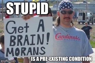 It's All YOUR Fault! | STUPID; IS A PRE-EXISTING CONDITION | image tagged in memes,funny,get a brain morans,obamacare,preexisting condition | made w/ Imgflip meme maker